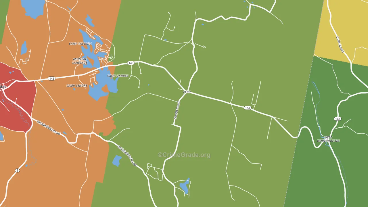 Peru, MA Map of Burglary Rates
