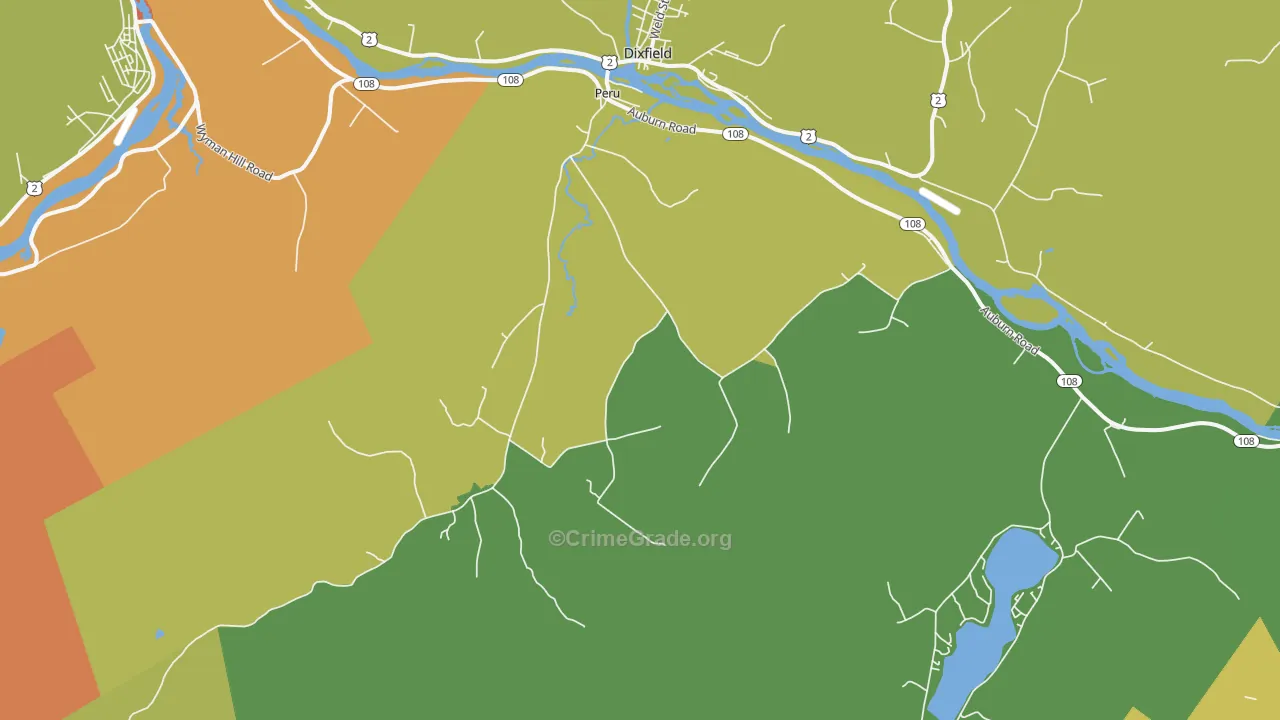 Peru, ME Map of Burglary Rates