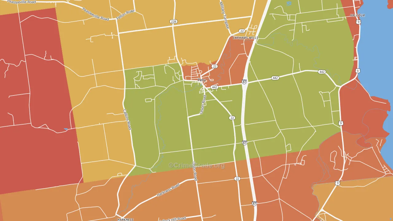 Peru, NY Map of Burglary Rates