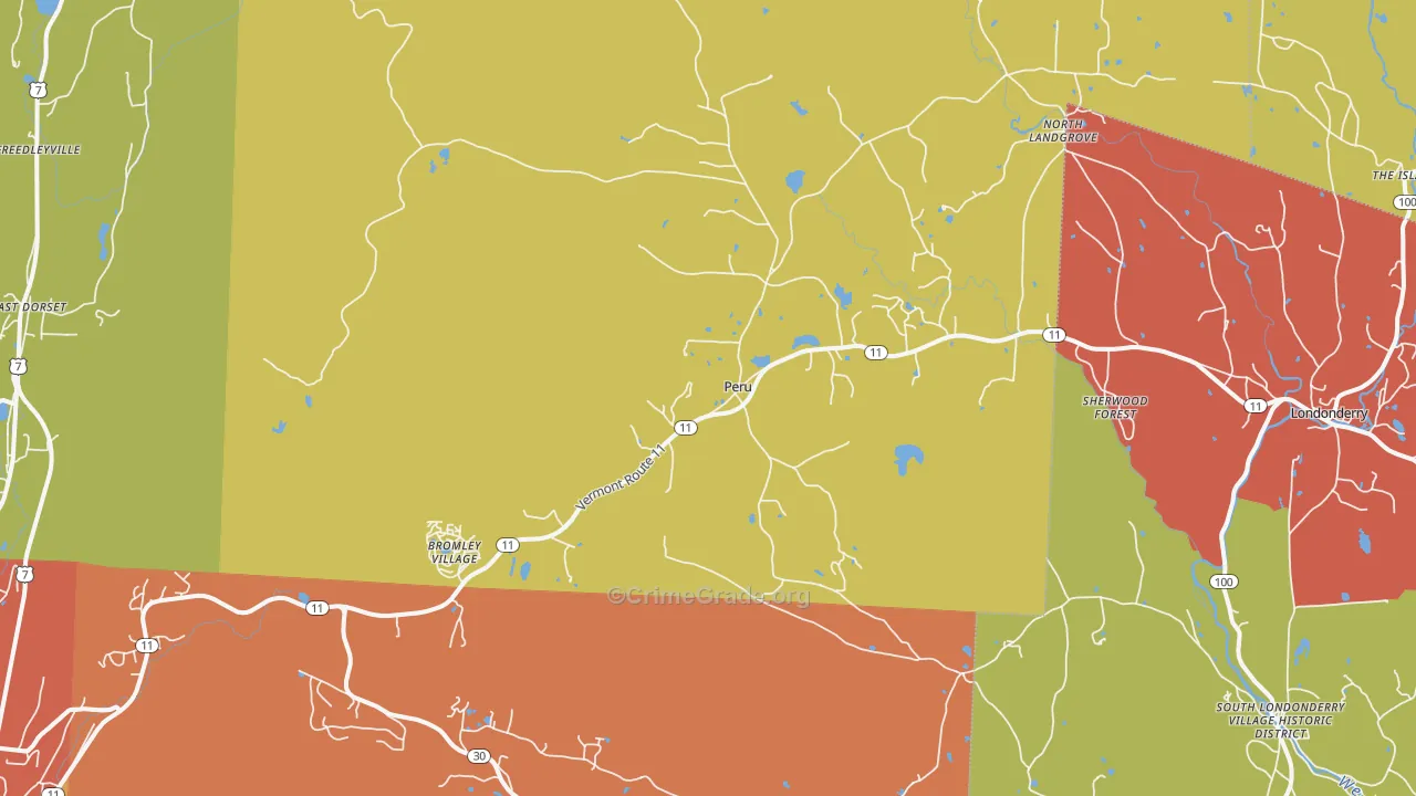 Peru, VT Map of Burglary Rates
