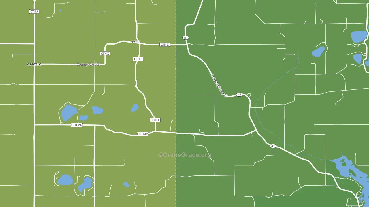Peru, WI Map of Burglary Rates