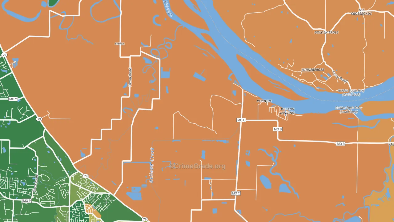 Peruque, MO Map of Burglary Rates