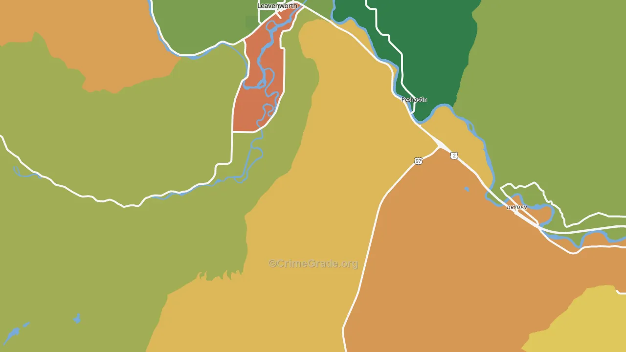 Peshastin, WA Map of Burglary Rates