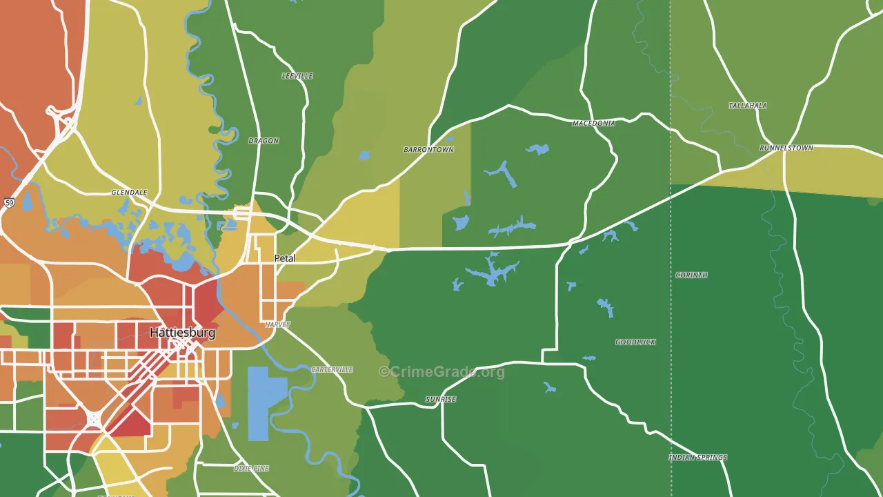 Petal, MS Map of Burglary Rates