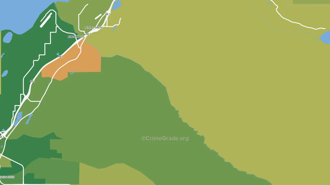 Peters Creek, AK Map of Burglary Rates