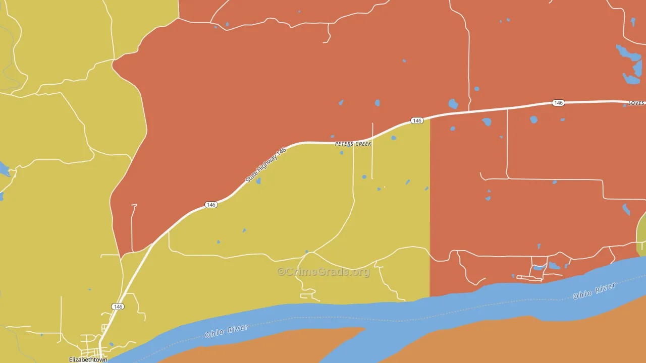 Peters Creek, IL Map of Burglary Rates