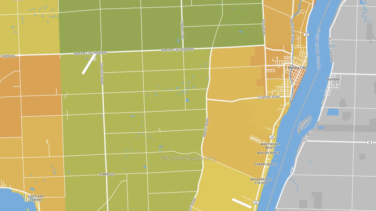 Peters, MI Map of Burglary Rates