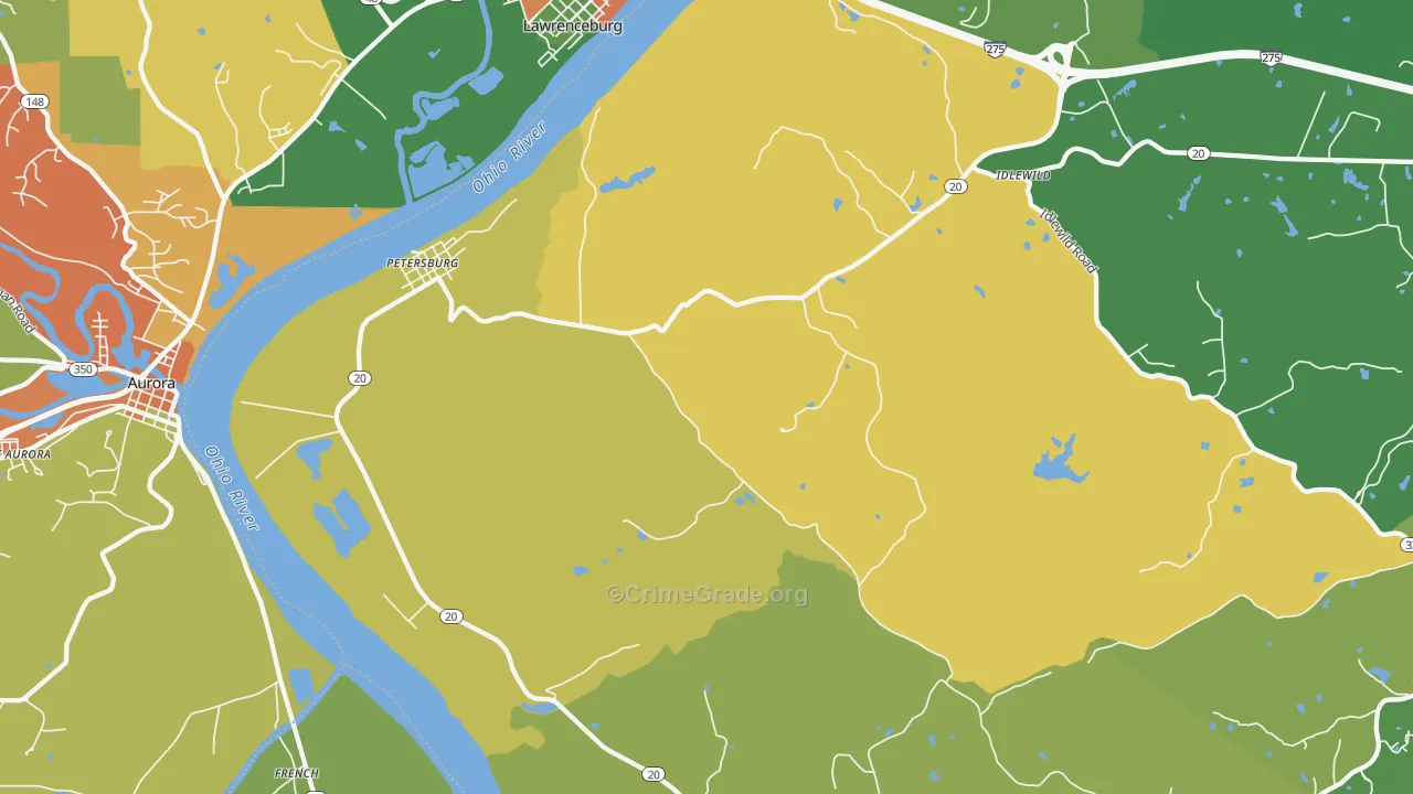 Petersburg, KY Map of Burglary Rates