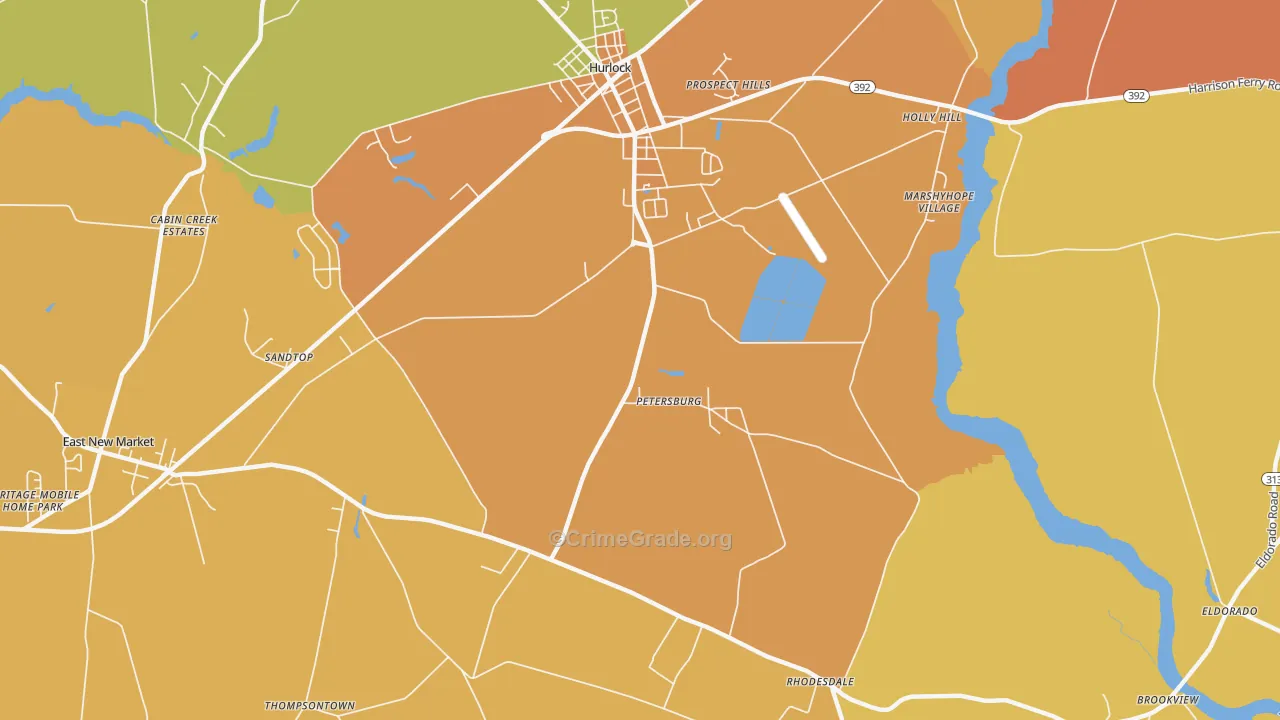 Petersburg, MD Map of Burglary Rates