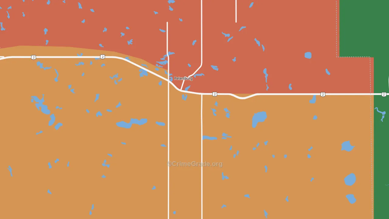 Petersburg, ND Map of Burglary Rates