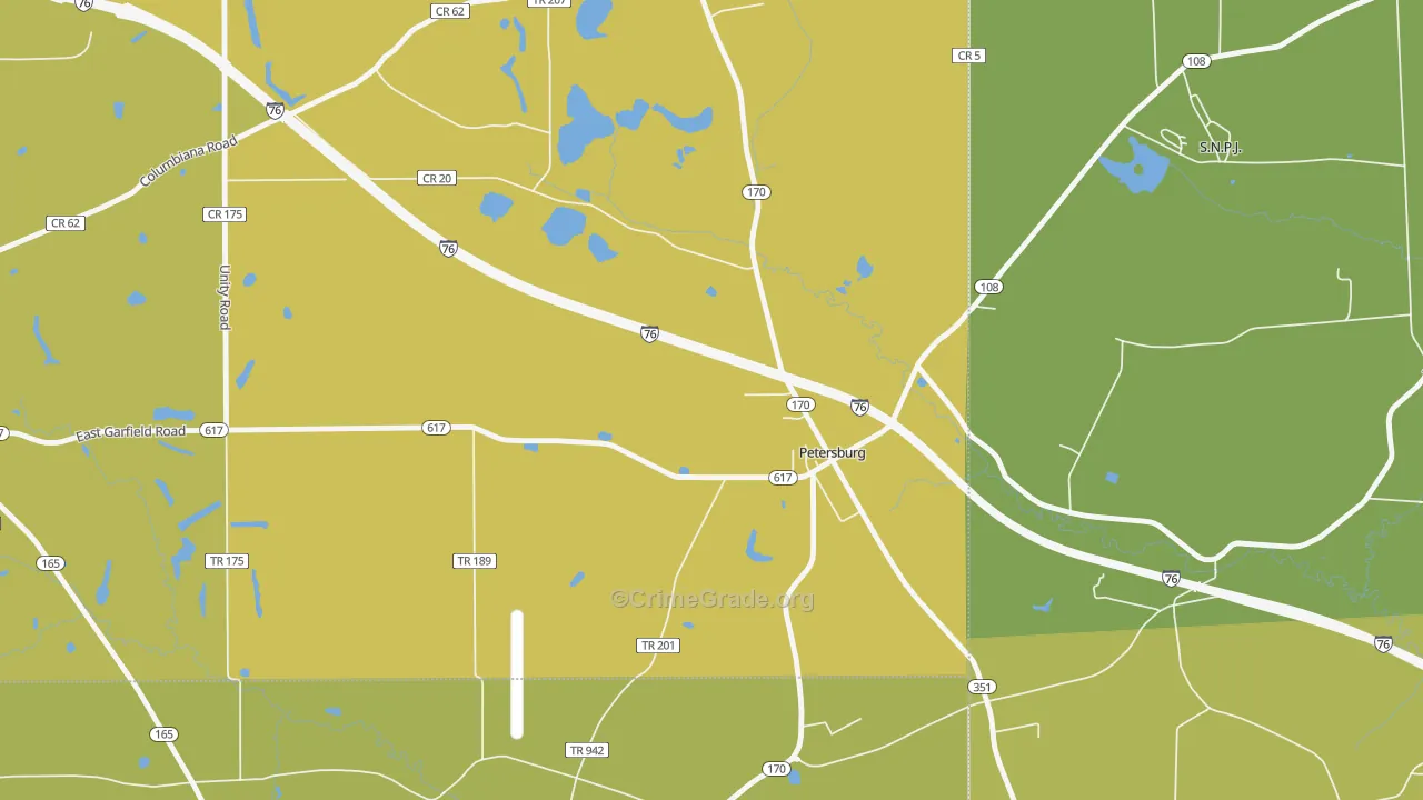 Petersburg, OH Map of Burglary Rates