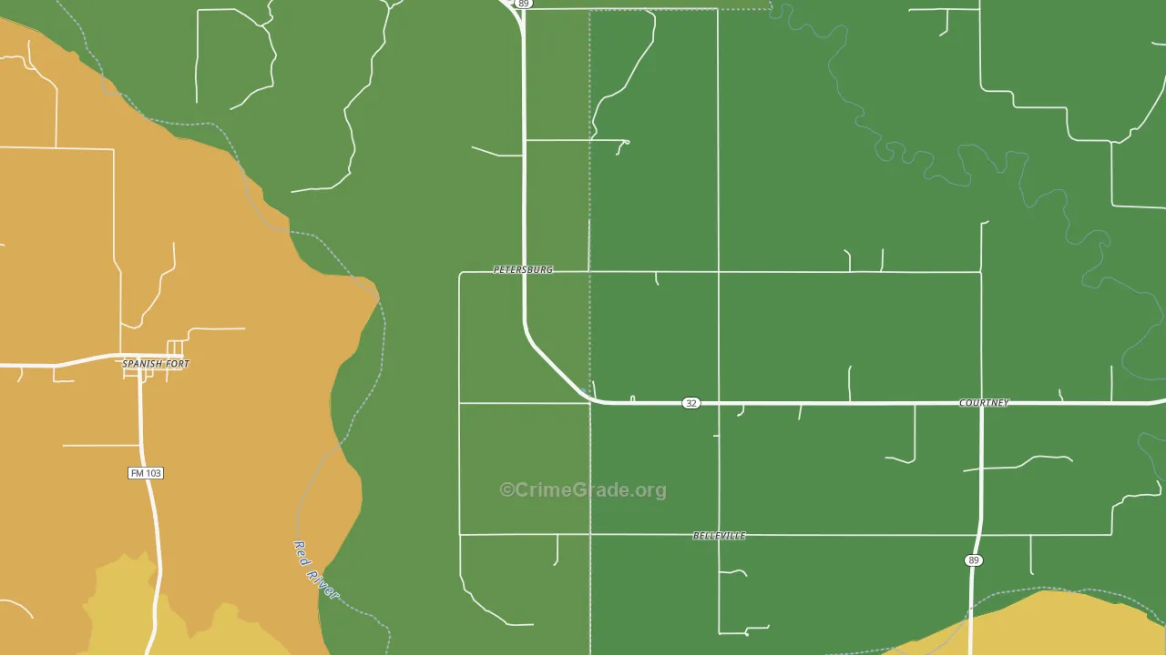 Petersburg, OK Map of Burglary Rates