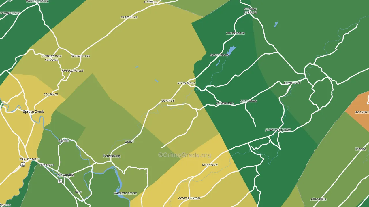 Petersburg, PA Map of Burglary Rates