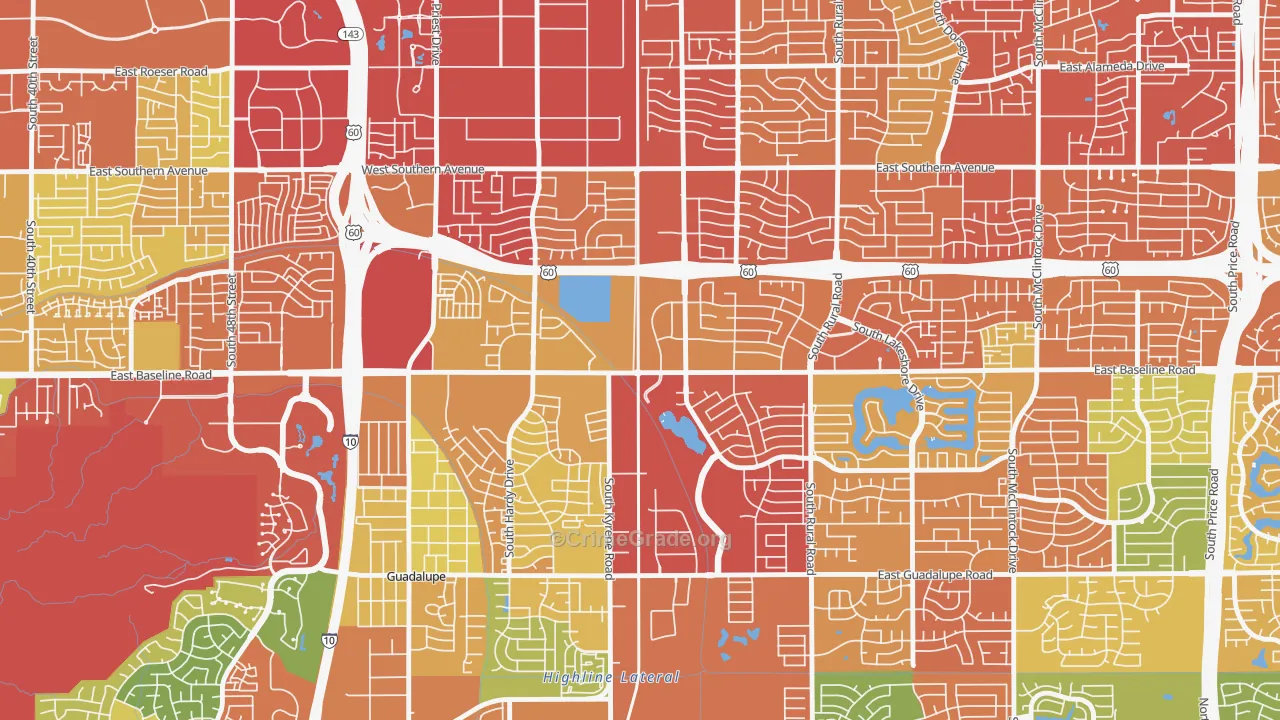Peterson, Tempe, AZ Map of Burglary Rates