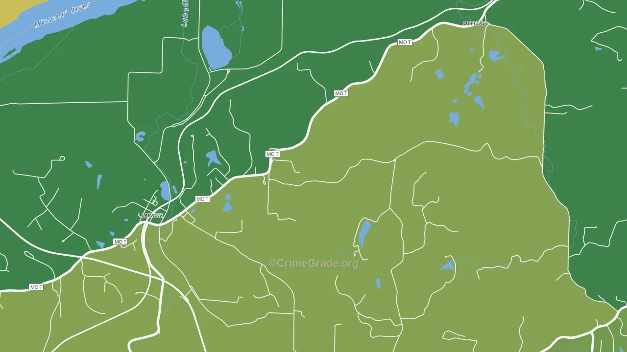 Petersville, MO Map of Burglary Rates
