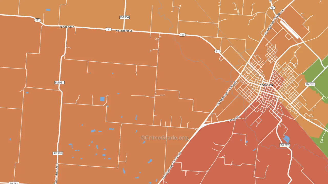 Petersville, TX Map of Burglary Rates