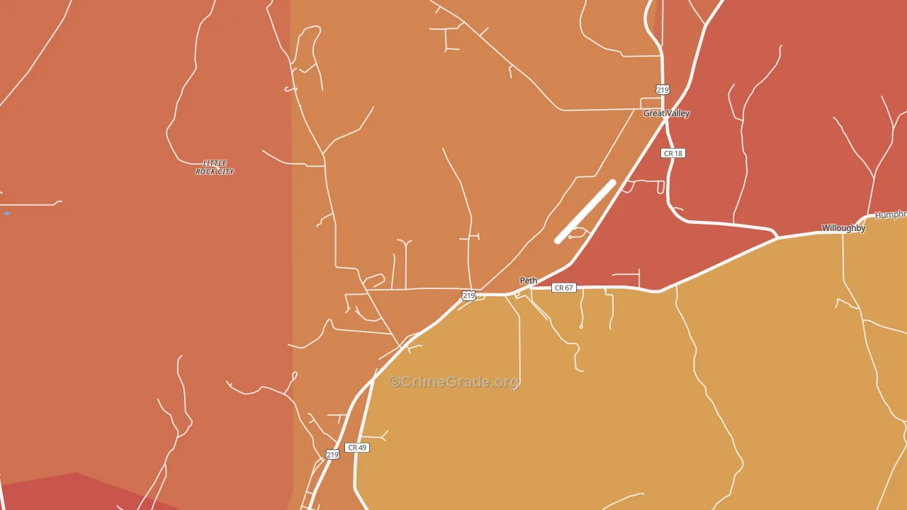 Peth, NY Map of Burglary Rates