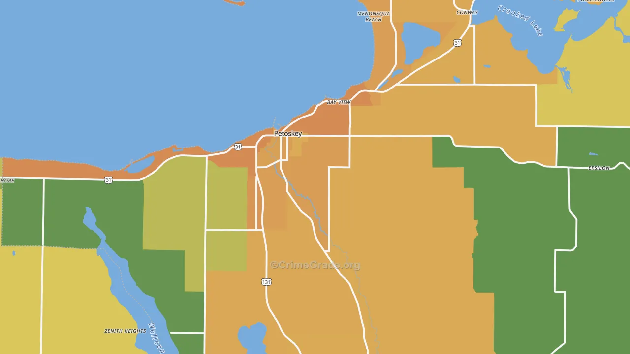 Petoskey, MI Map of Burglary Rates