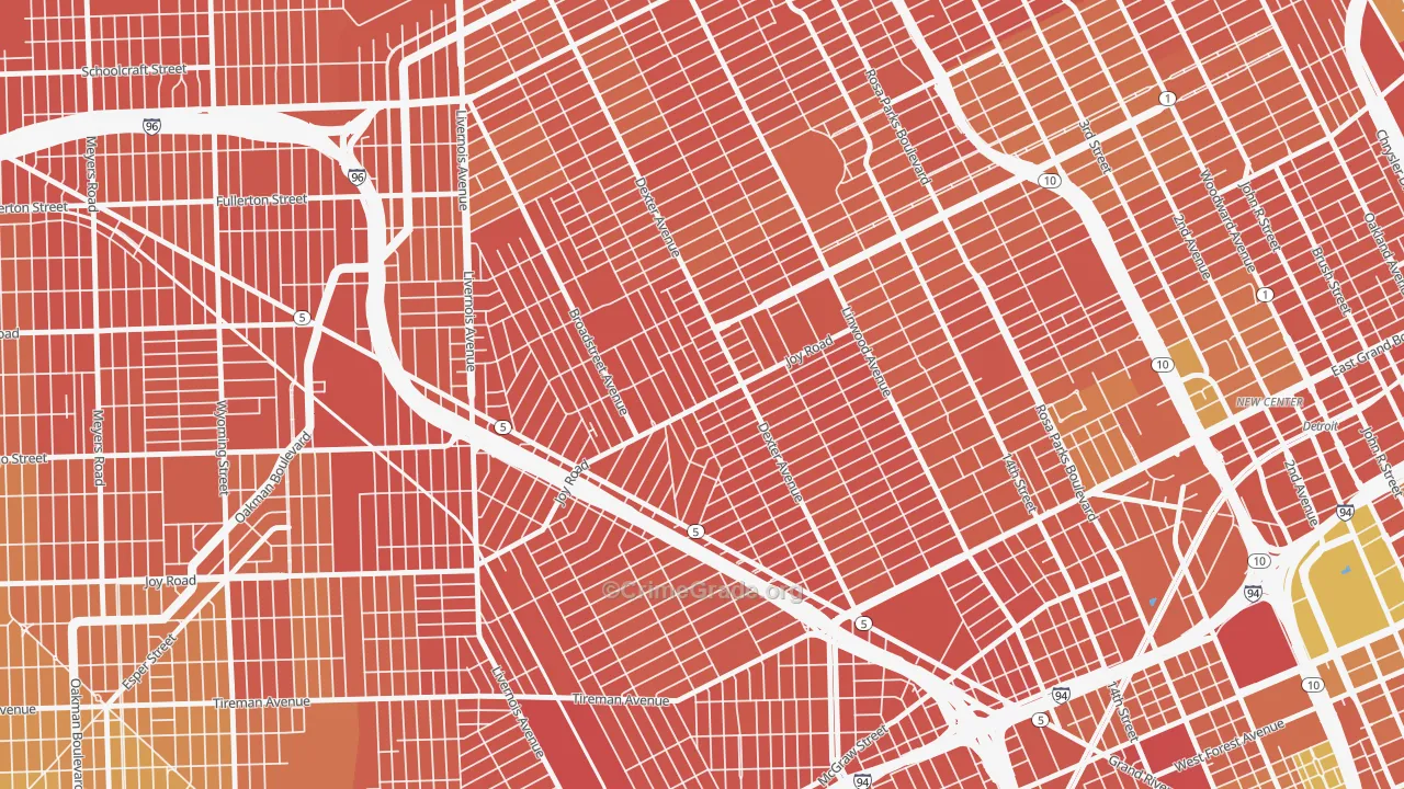 Petosky-Otsego, Detroit, MI Map of Burglary Rates