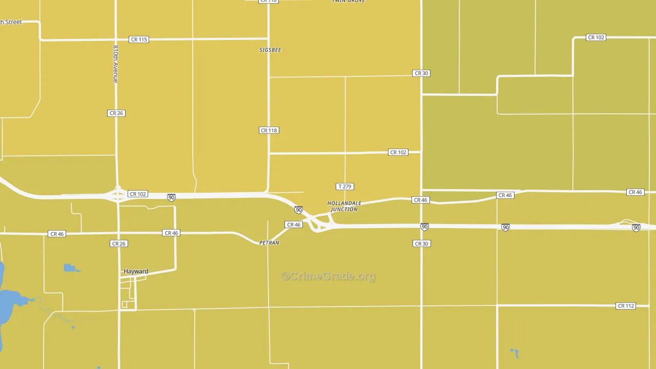 Petran, MN Map of Burglary Rates