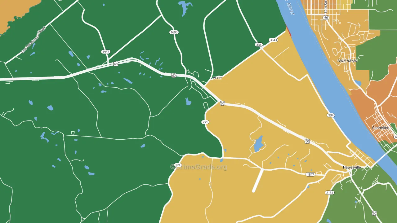 Petri, KY Map of Burglary Rates
