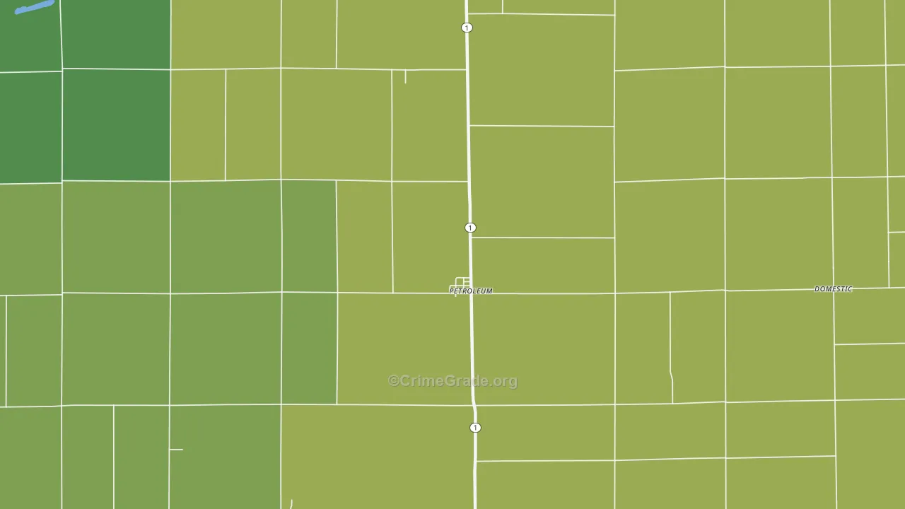Petroleum, IN Map of Burglary Rates