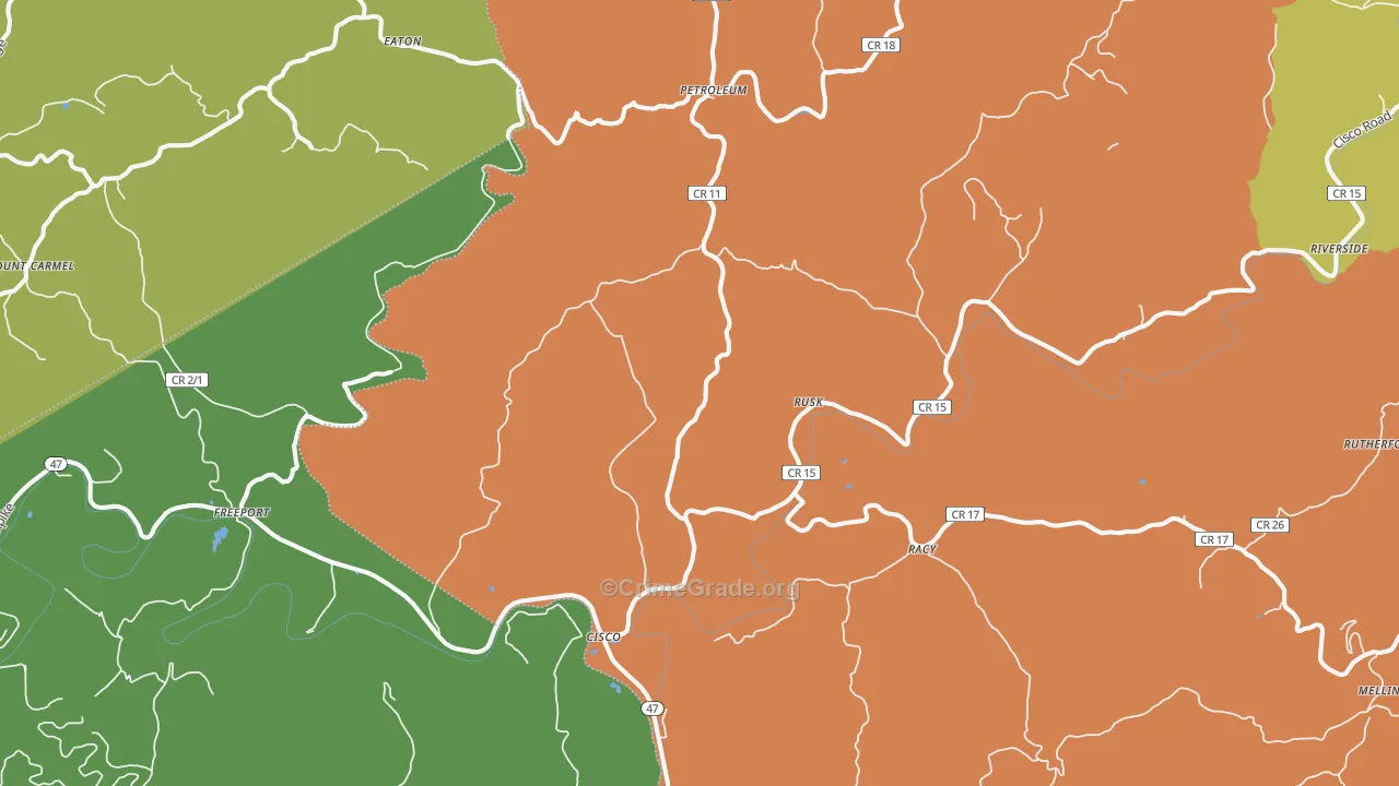 Petroleum, WV Map of Burglary Rates