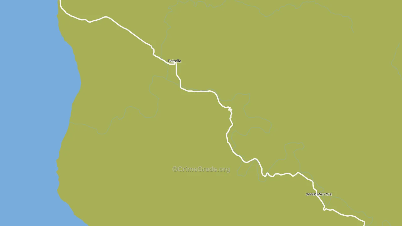 Petrolia, CA Map of Burglary Rates