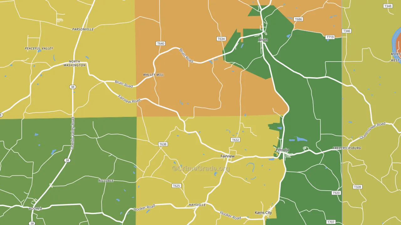 Petrolia, PA Map of Burglary Rates