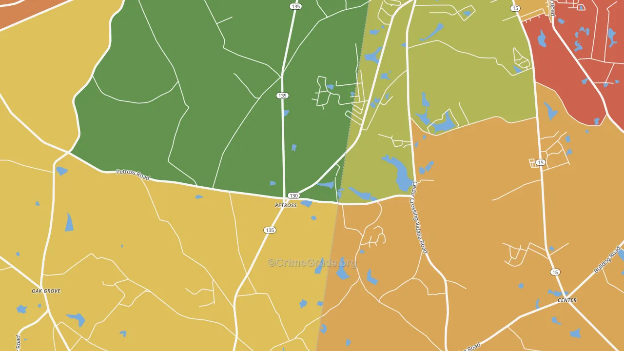 Petross, GA Map of Burglary Rates