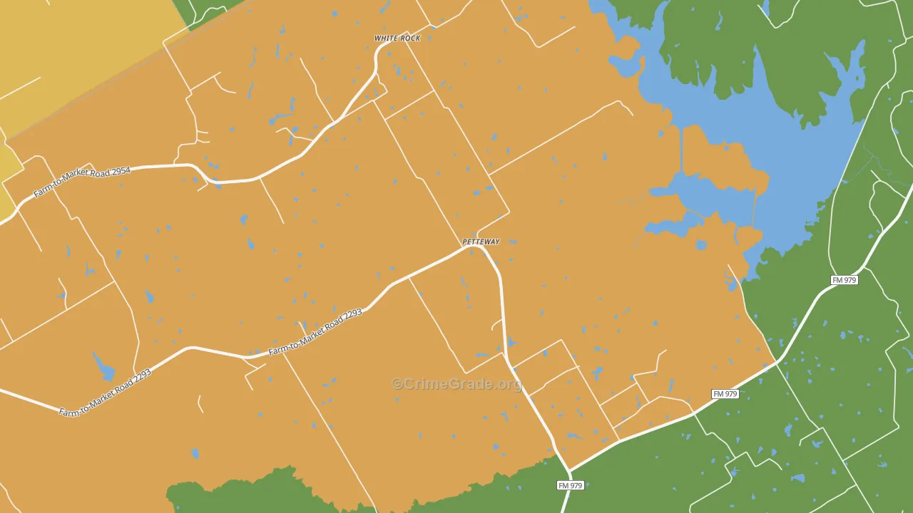 Petteway, TX Map of Burglary Rates