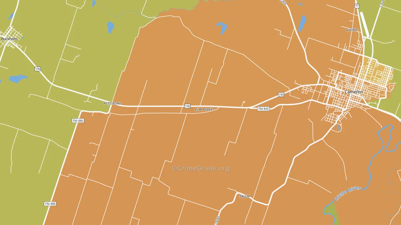 Pettibone, TX Map of Burglary Rates