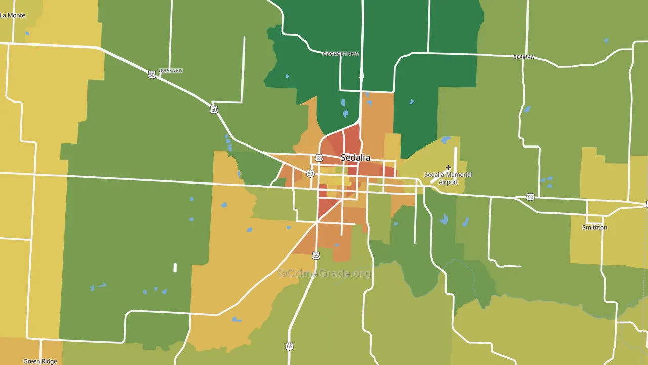 Pettis County, MO Map of Burglary Rates