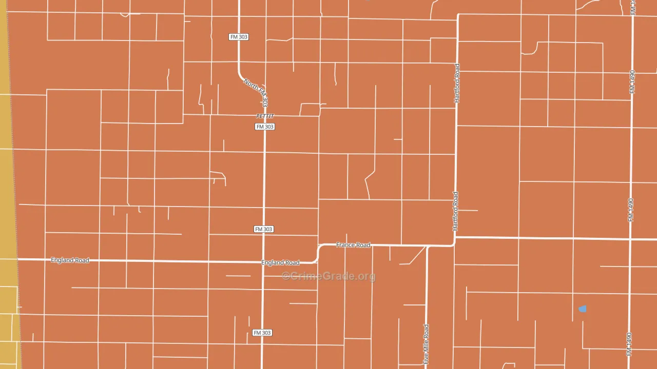 Pettit, TX Map of Burglary Rates