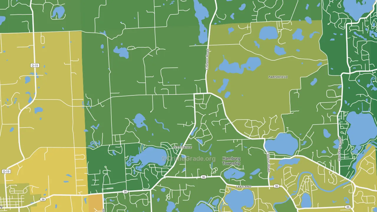 Pettysville, MI Map of Burglary Rates
