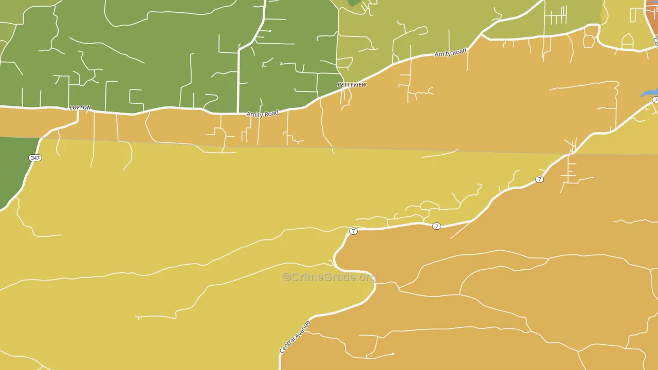 Pettyview, AR Map of Burglary Rates