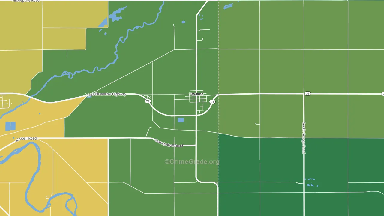 Pewamo, MI Map of Burglary Rates
