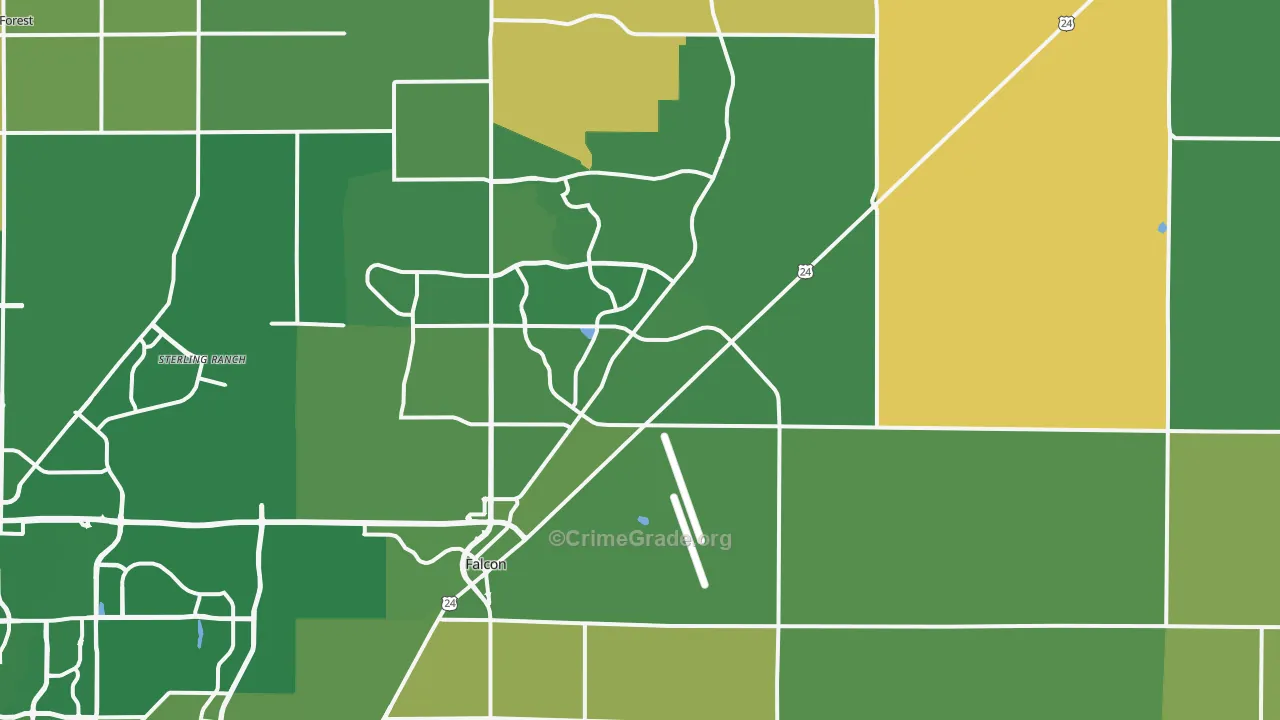 Peyton, CO Map of Burglary Rates