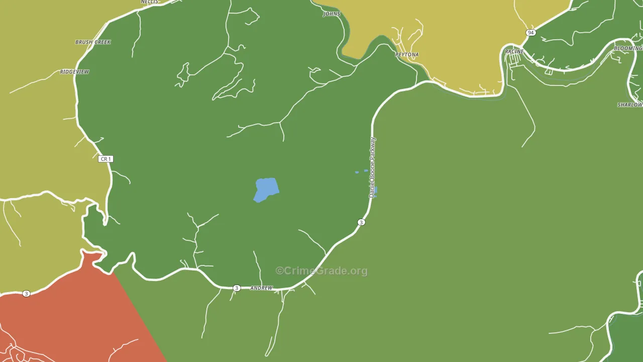 Peytona, WV Map of Burglary Rates