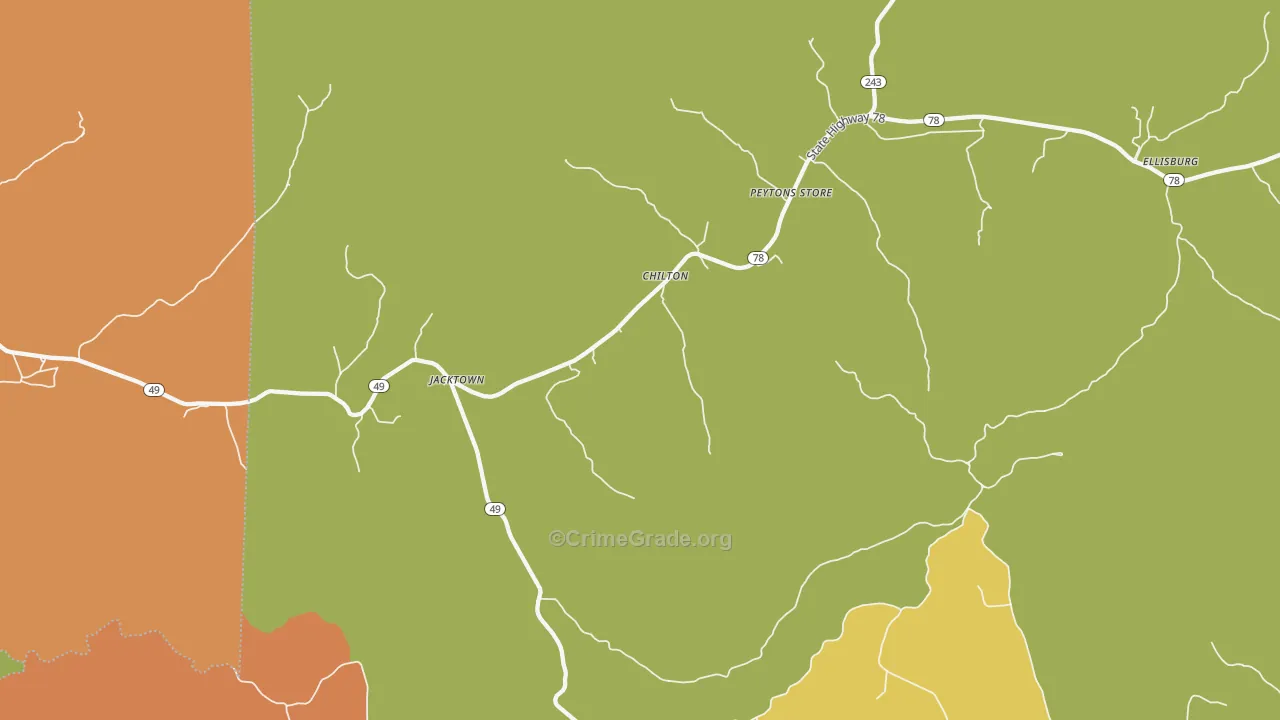 Peytons Store, KY Map of Burglary Rates