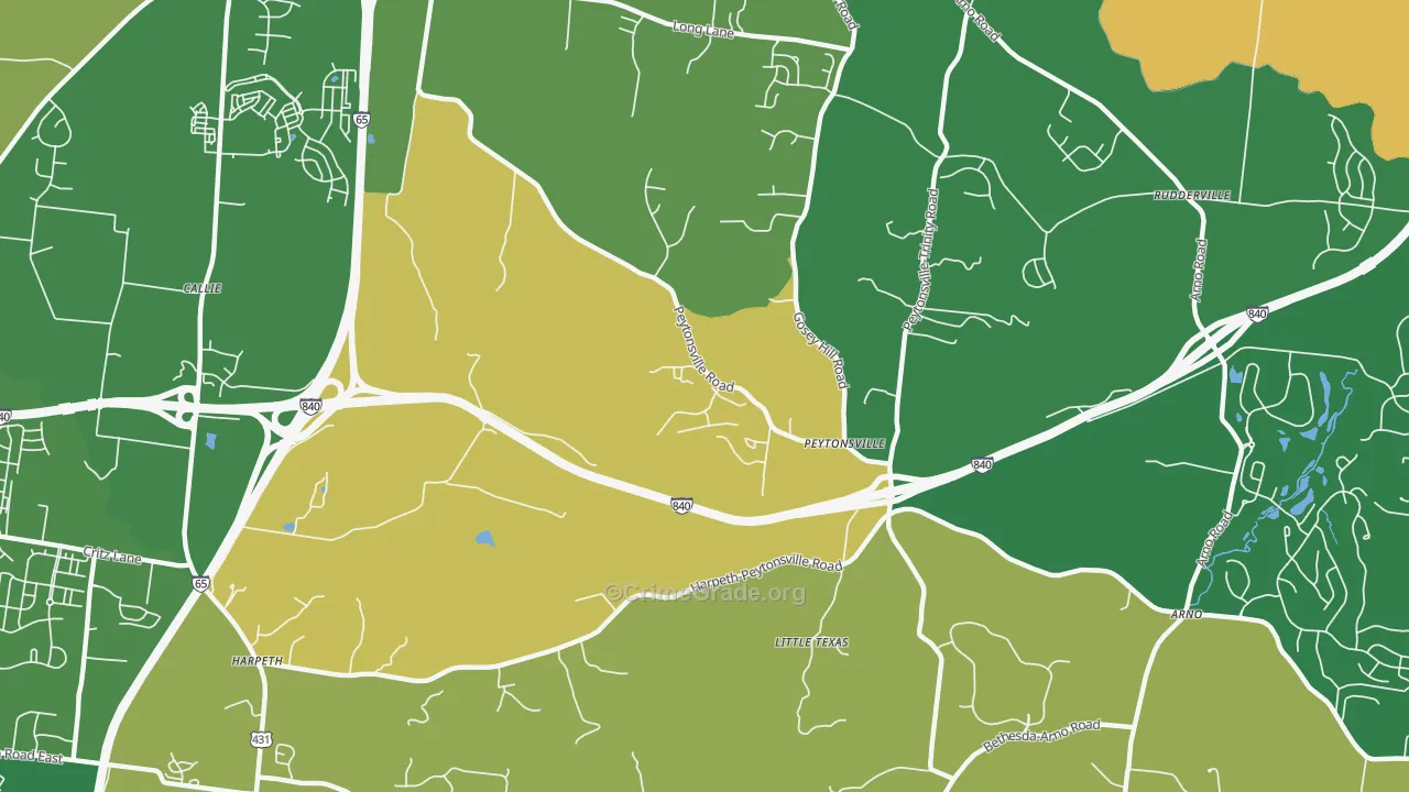 Peytonsville, TN Map of Burglary Rates