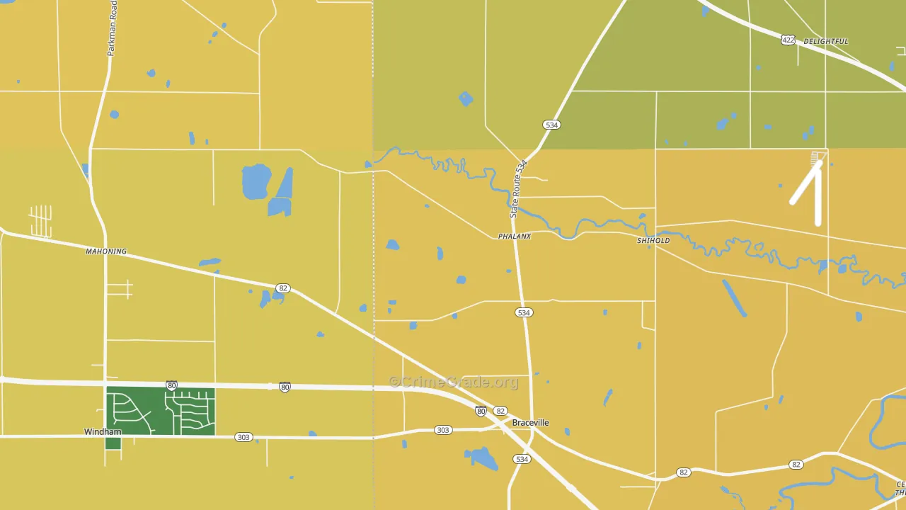 Phalanx, OH Map of Burglary Rates