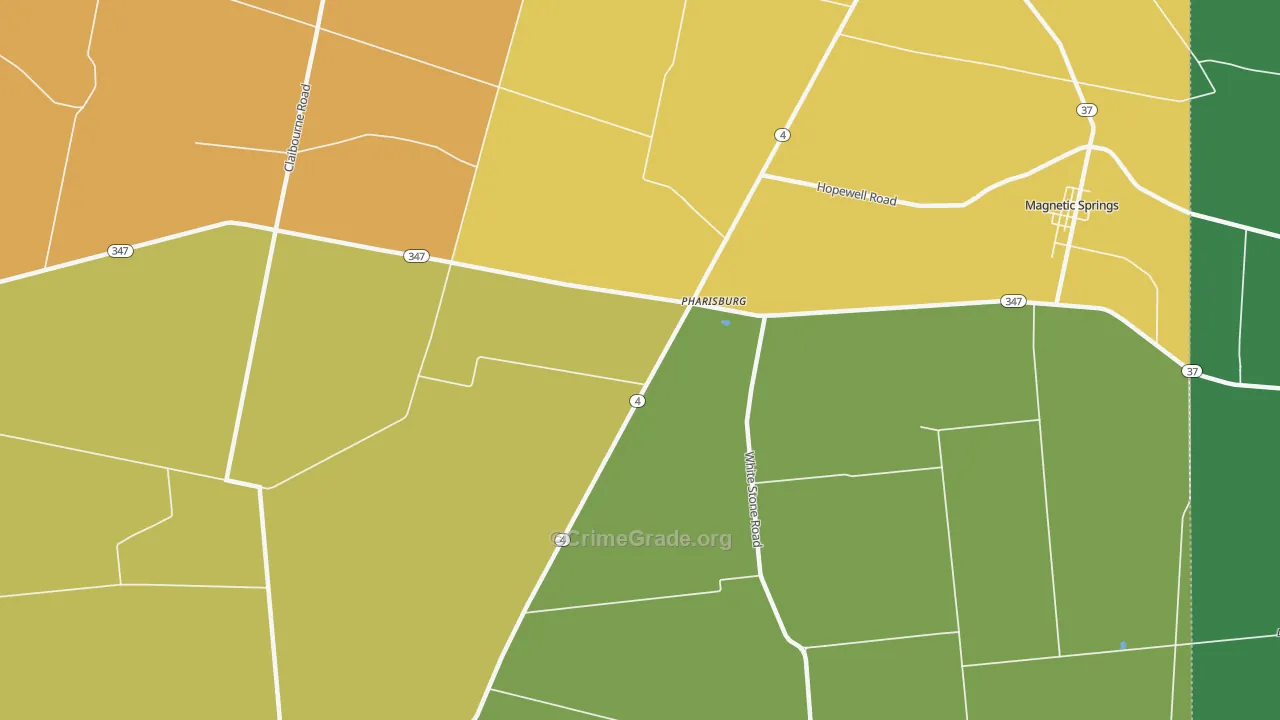 Pharisburg, OH Map of Burglary Rates
