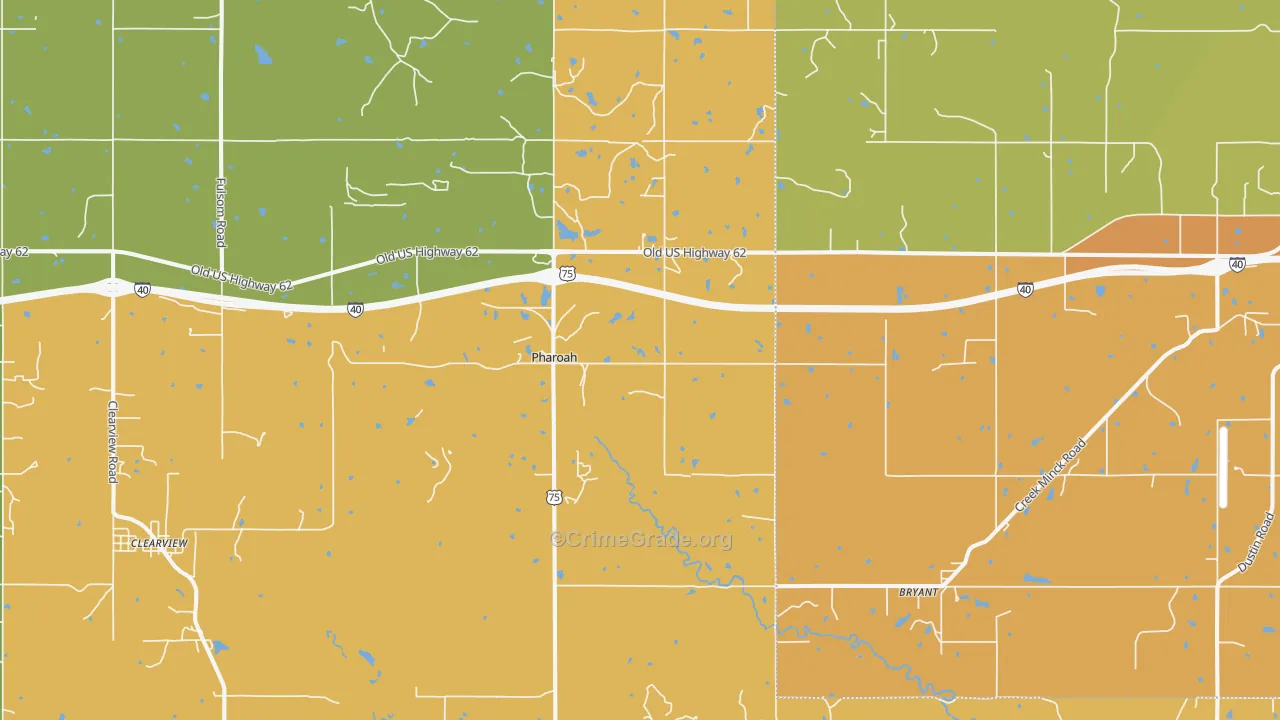Pharoah, OK Map of Burglary Rates