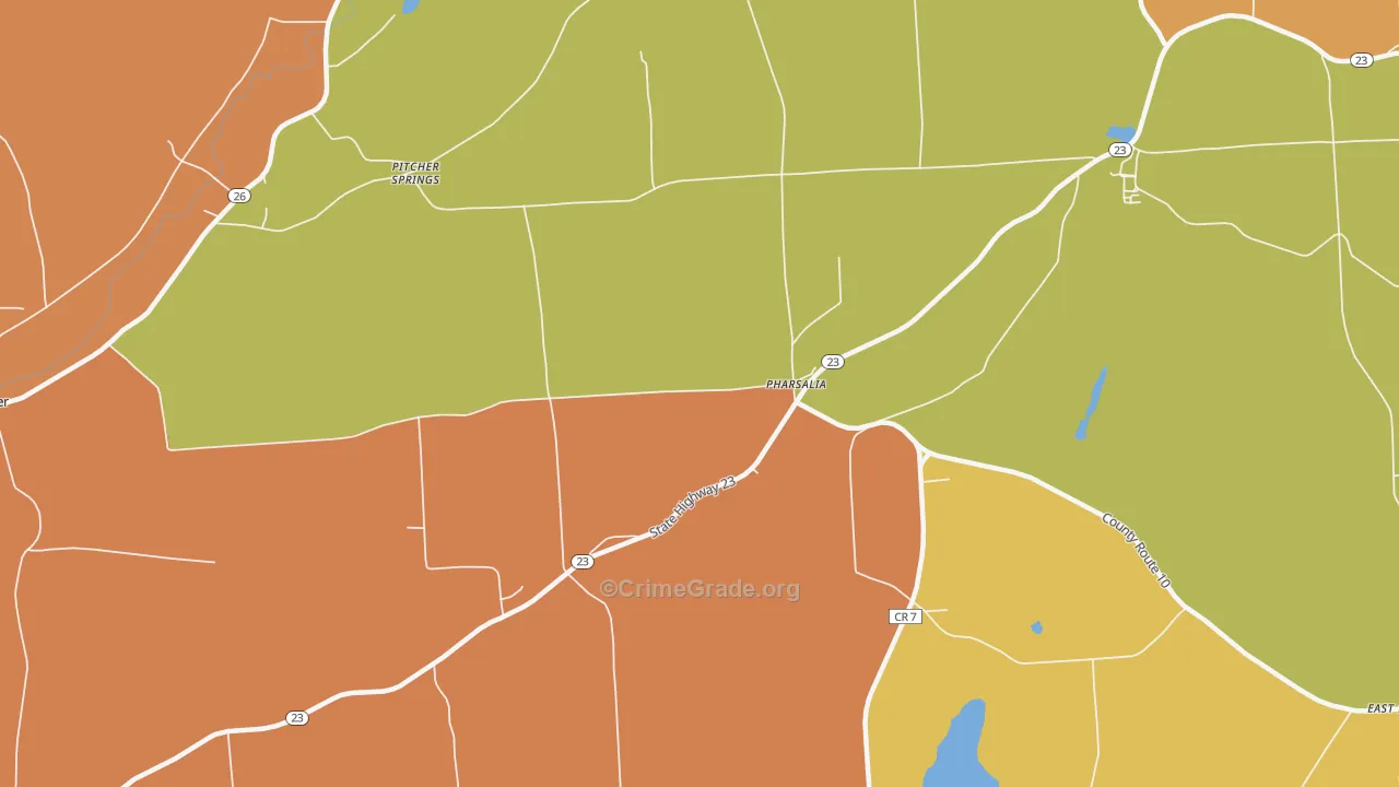 Pharsalia, NY Map of Burglary Rates