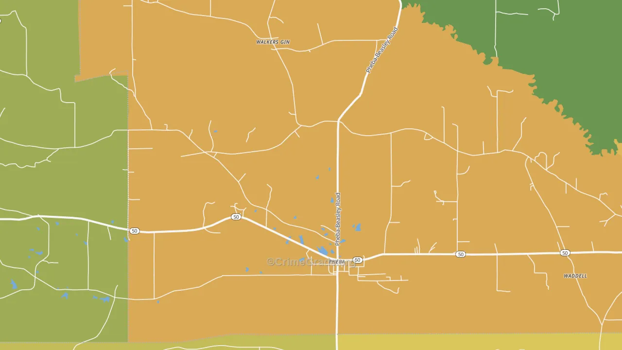 Pheba, MS Map of Burglary Rates