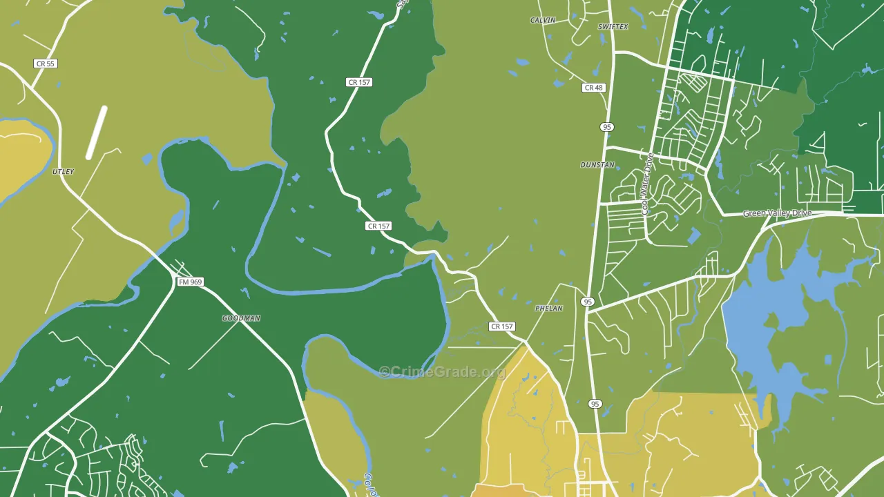 Phelan, TX Map of Burglary Rates