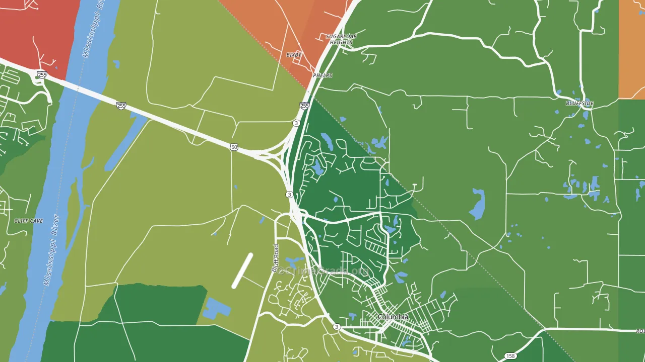 Phelps, IL Map of Burglary Rates