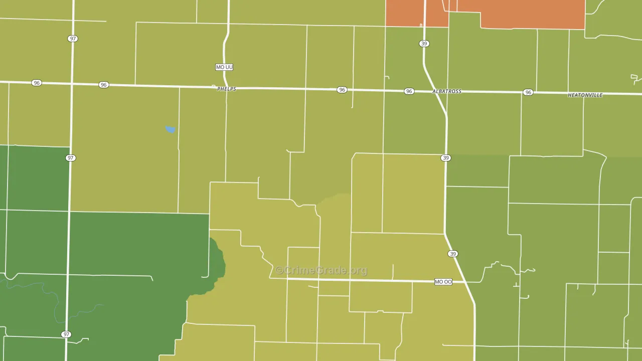 Phelps, MO Map of Burglary Rates
