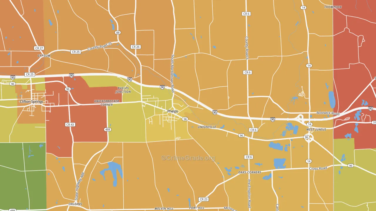 Phelps, NY Map of Burglary Rates